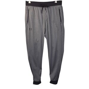 Under‎ Armour Men's Gray Jogger Pants Large Training Athletic Zipper Pockets